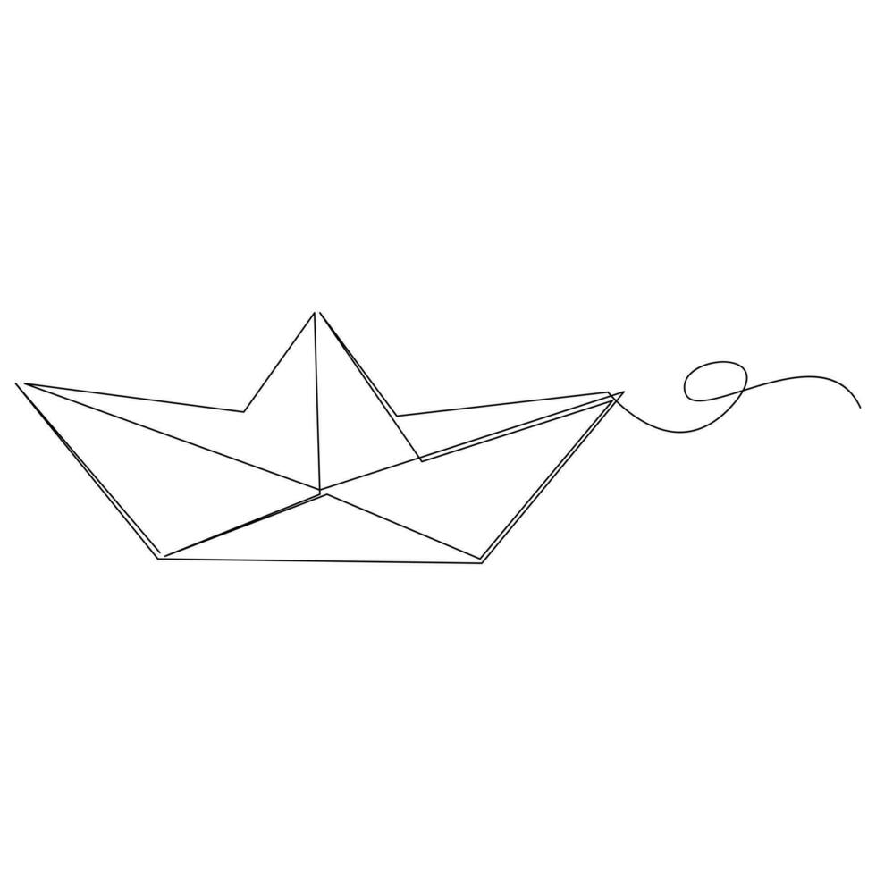 continuous paper boat single line outline vector art drawing and simple one line minimalist design