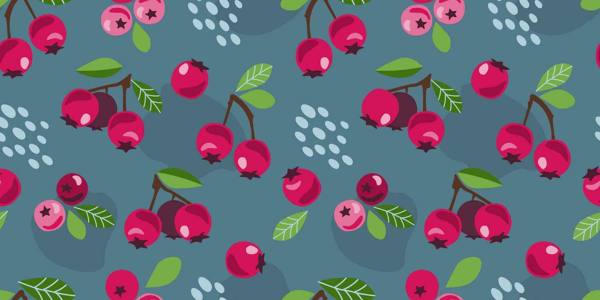 Seamless pattern with blueberries. Summer bright abstract natural plant print. Vector graphics.