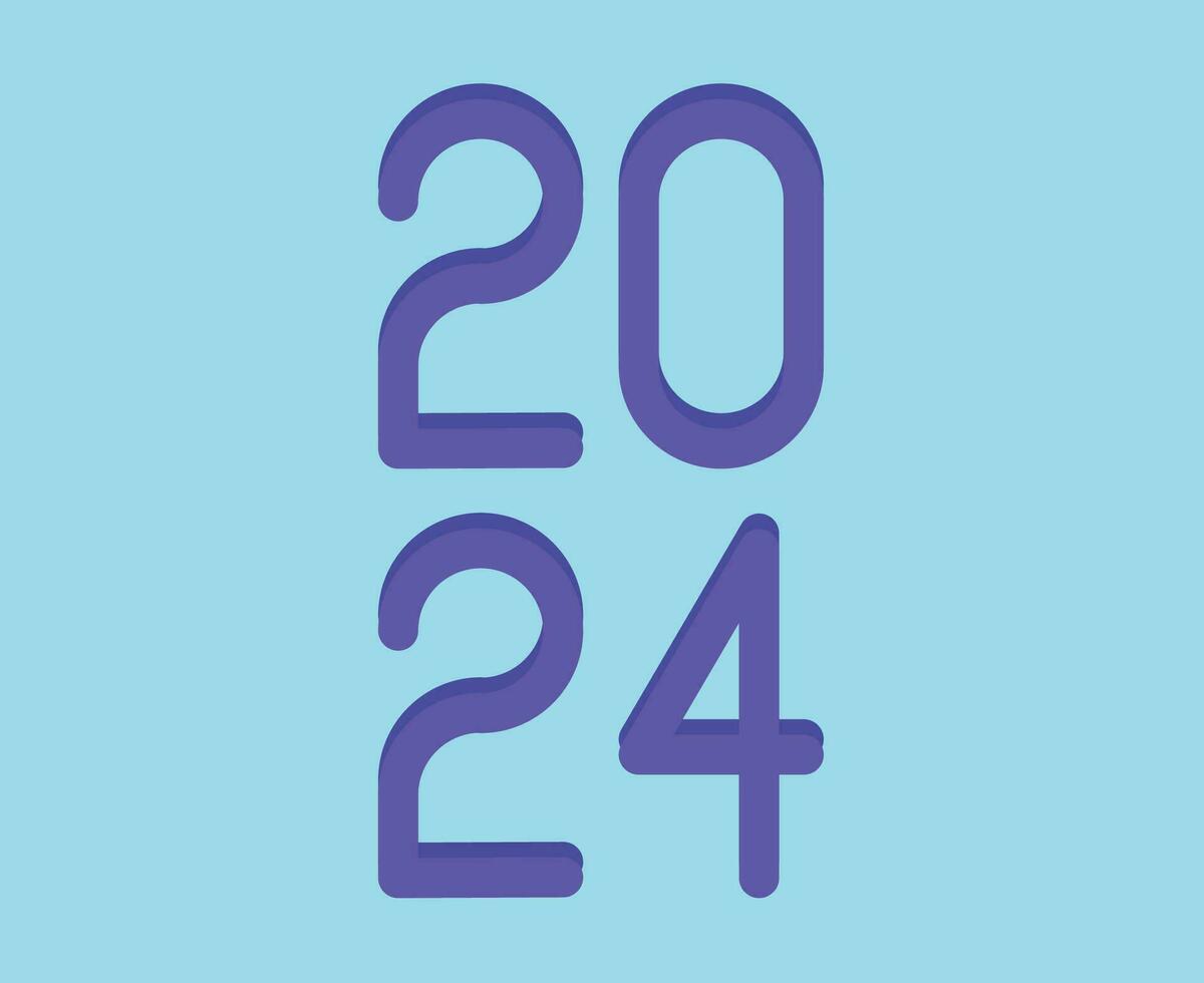 2024 Happy New Year Abstract Purple Graphic Design Vector Logo Symbol Illustration With Cyan Background