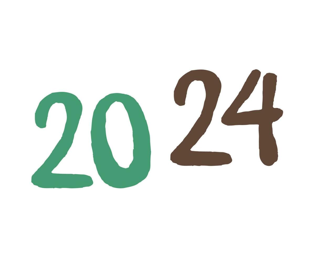 2024 contento nuevo año resumen marrón y verde gráfico diseño vector logo símbolo ilustración