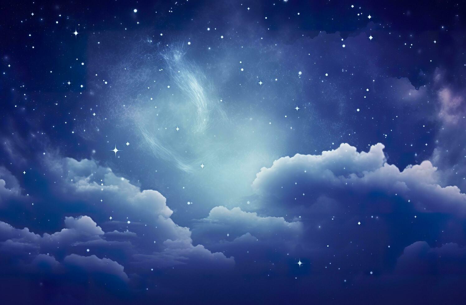 AI generated Space of night sky with clouds and stars. Generative AI photo