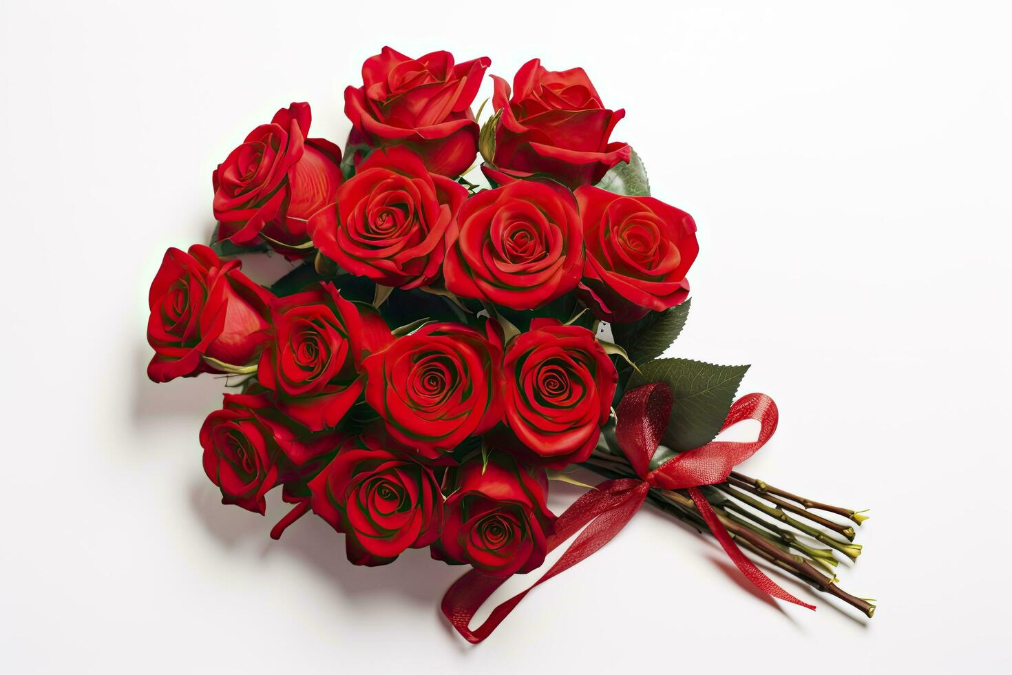 AI generated Red rose bouquet isolated on white background. AI Generated photo