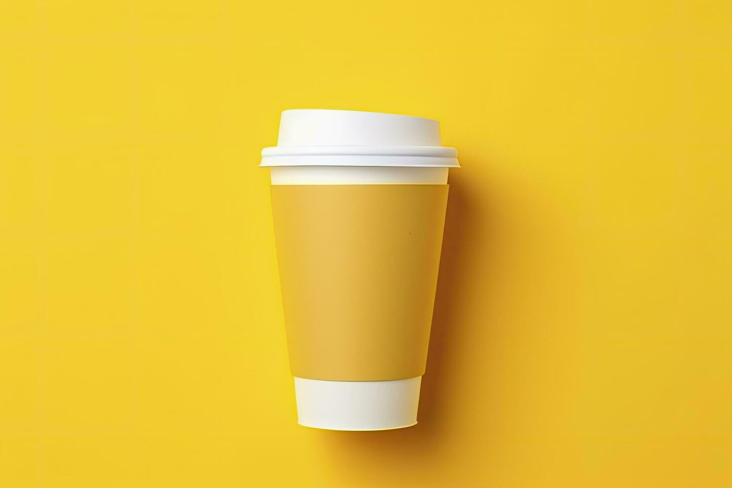 AI generated Blank coffee cup isolated on yellow background. AI Generated photo
