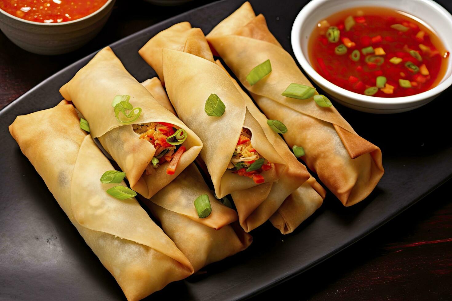 AI generated Egg rolls or spring rolls fried. AI Generated photo