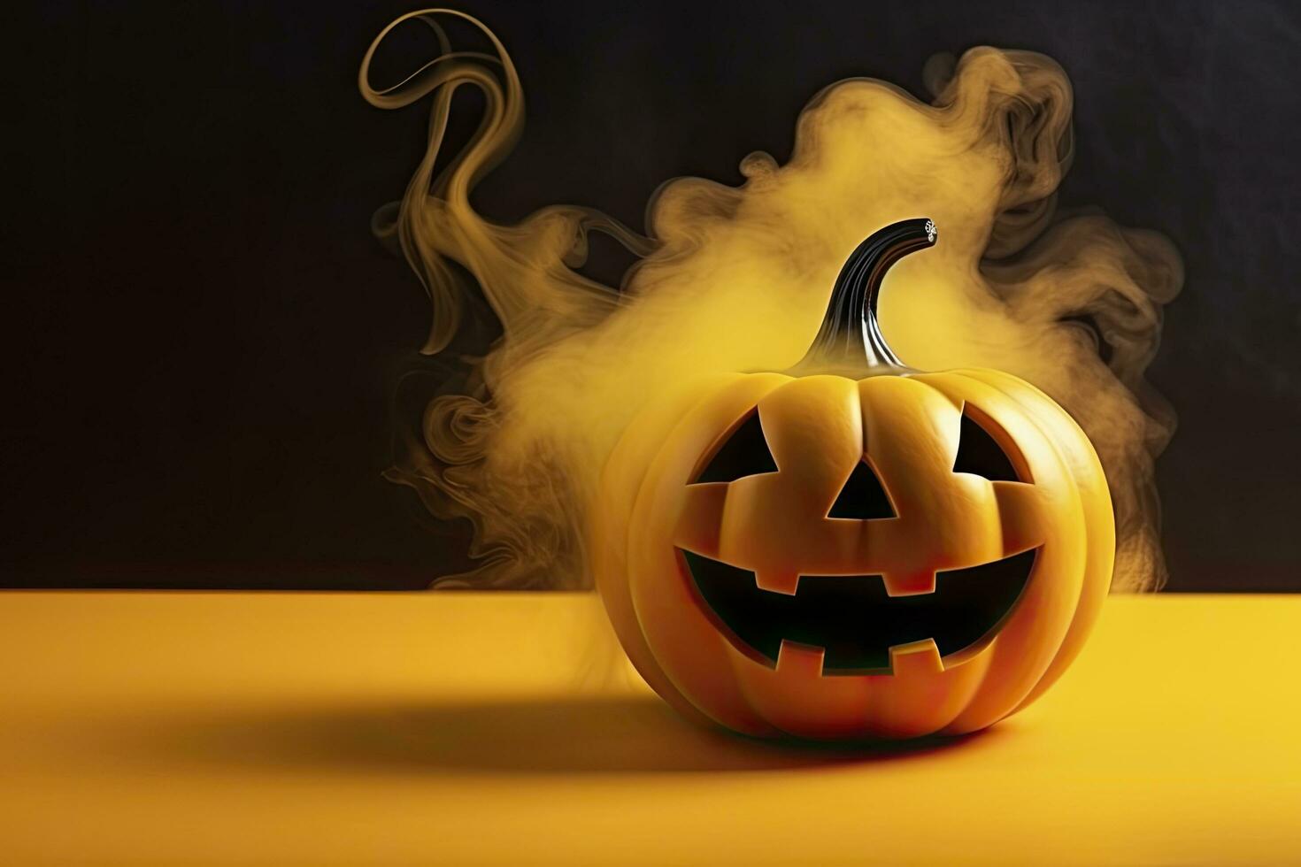 AI generated Halloween pumpkin with steam. AI Generated photo
