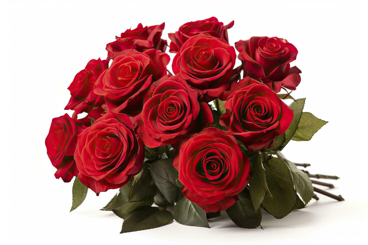 AI generated Red rose bouquet isolated on white background. AI Generated photo