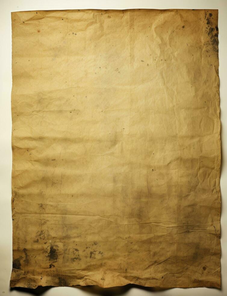 AI generated Sheet of vintage yellowed paper. AI Generated photo