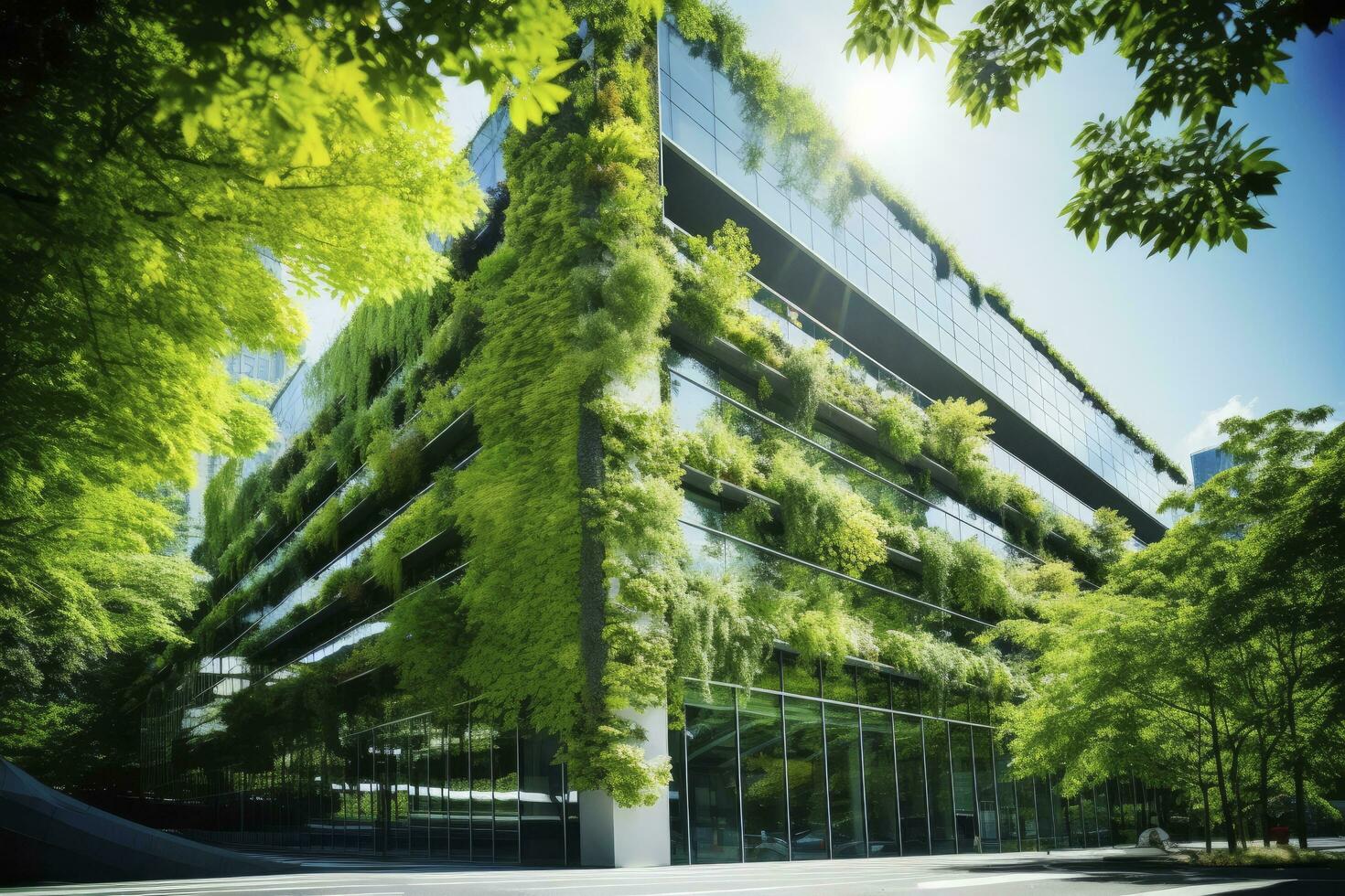 AI generated Office building with green environment. AI Generated photo