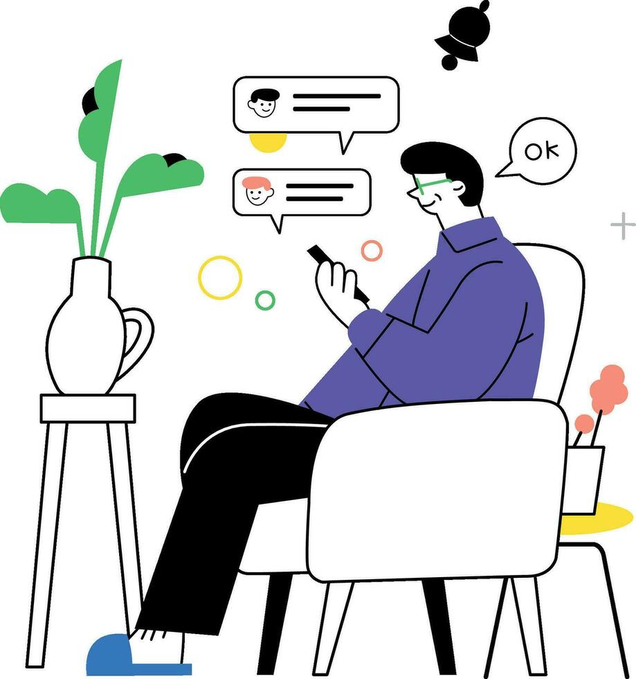 group work office or coworking workspace. with computers and laptops, they have dialogue and communicate in the workplace among colleagues. analyze and develop the business strategy vector. vector