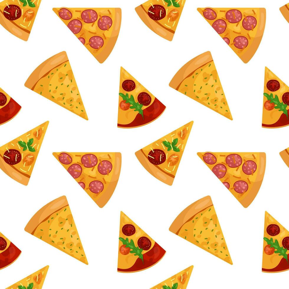 Vector pattern with pizza slices