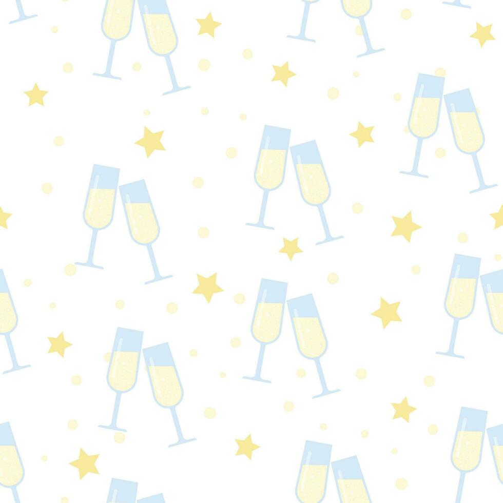 glasses with champagne seamless pattern vector