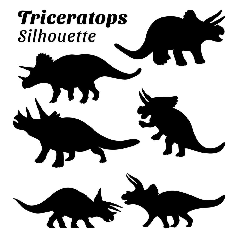 triceratops silueta ilustración colección vector