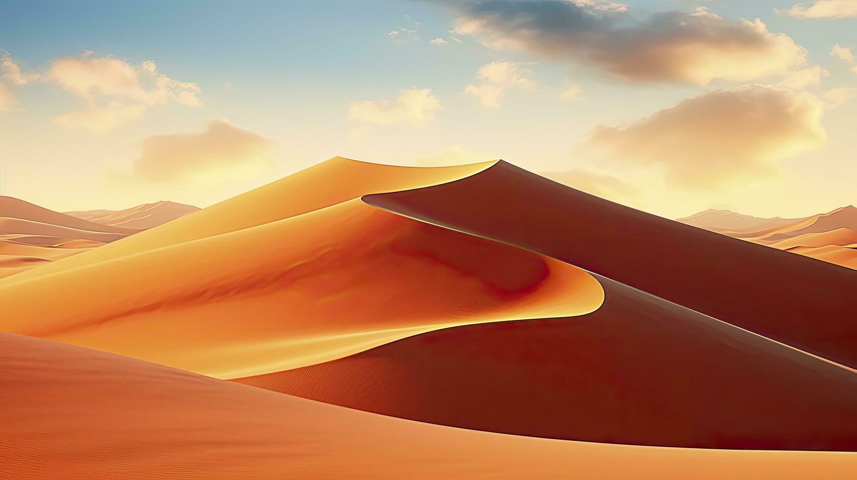 AI generated Desert with magical sands and dunes as inspiration for exotic adventures in dry climates.  AI Generated. photo