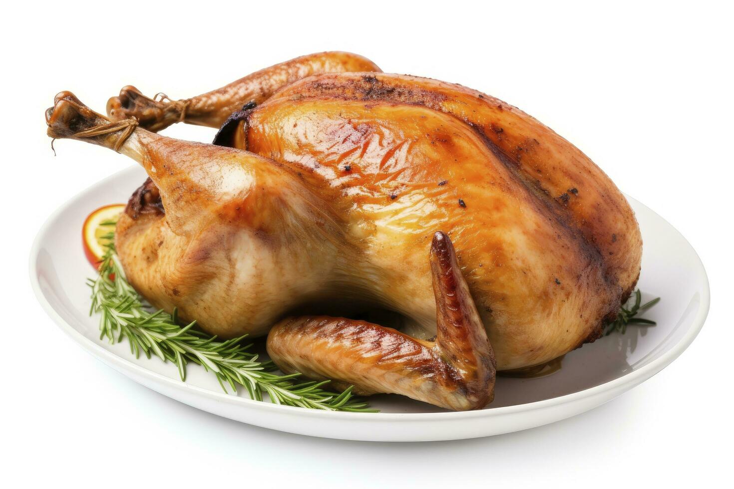 AI generated Roasted chicken on isolated white background. AI Generated photo