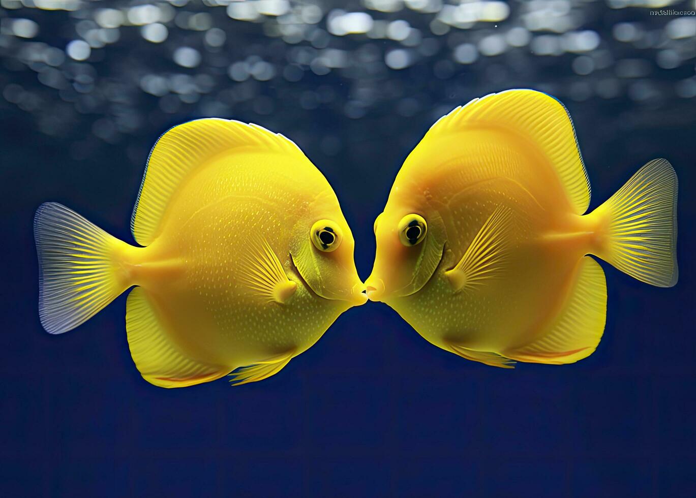 AI generated Two yellow tangs, face to face.  AI Generated. photo