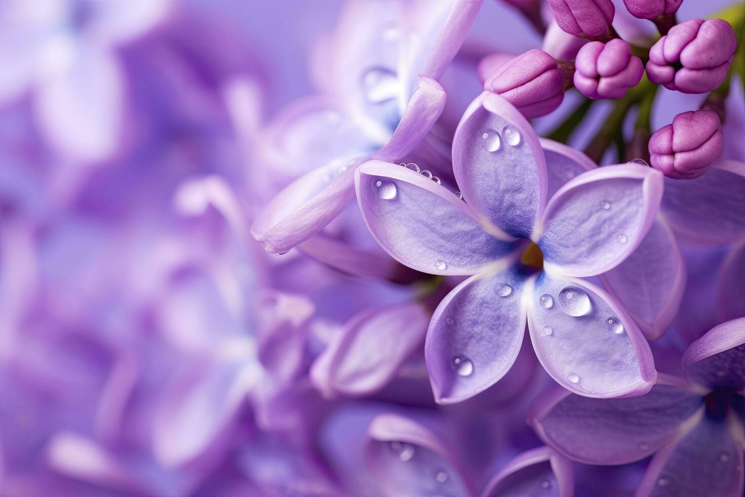 AI generated Lilac blossom macro background with copy space. AI Generated photo