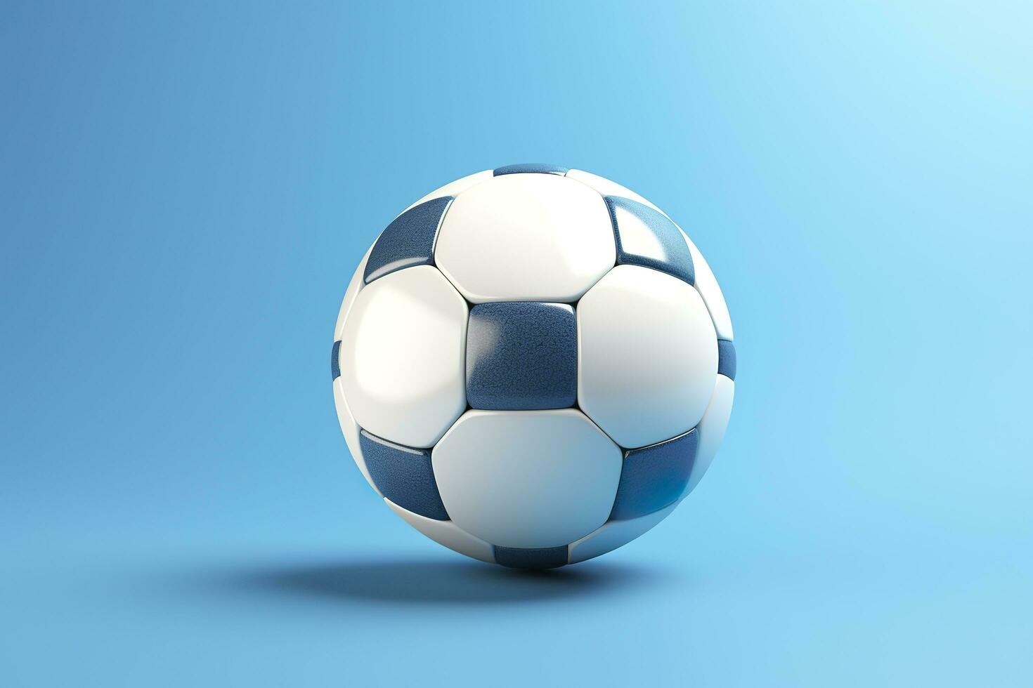 AI generated soccer ball on light blue background. Generative AI photo