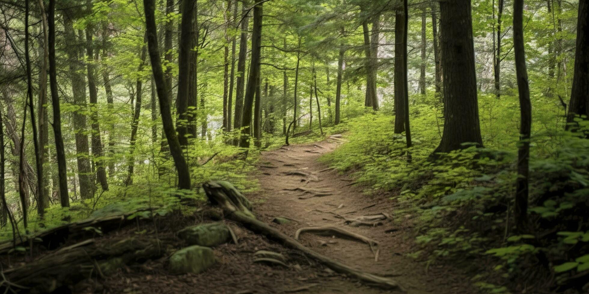 ai generado un la carretera con hermosa bosque. ai generado foto