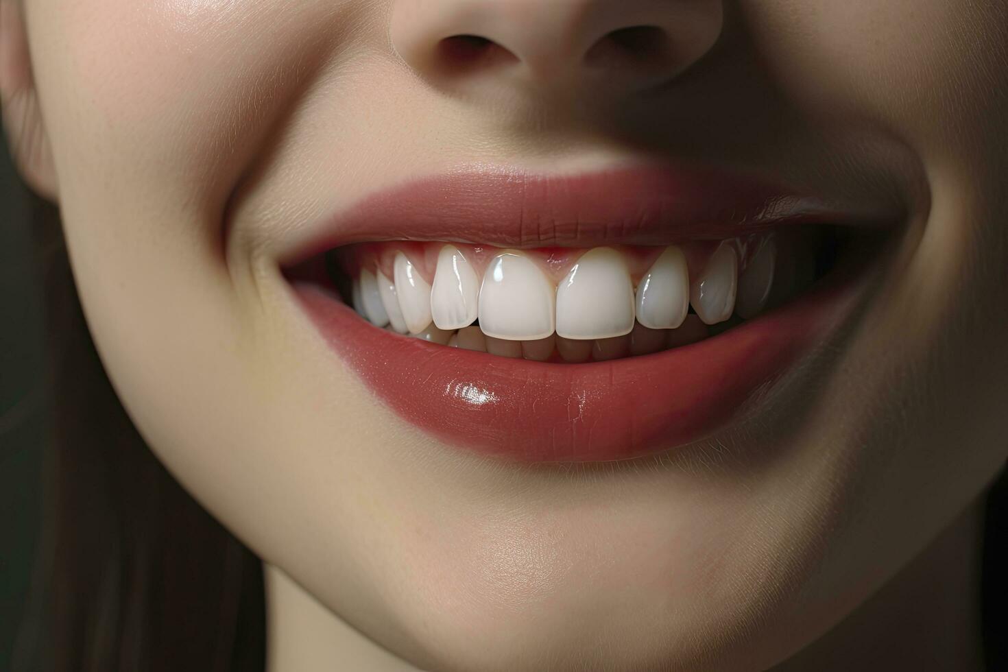 AI generated Close up of a smile with nice white teeth. AI Generated photo