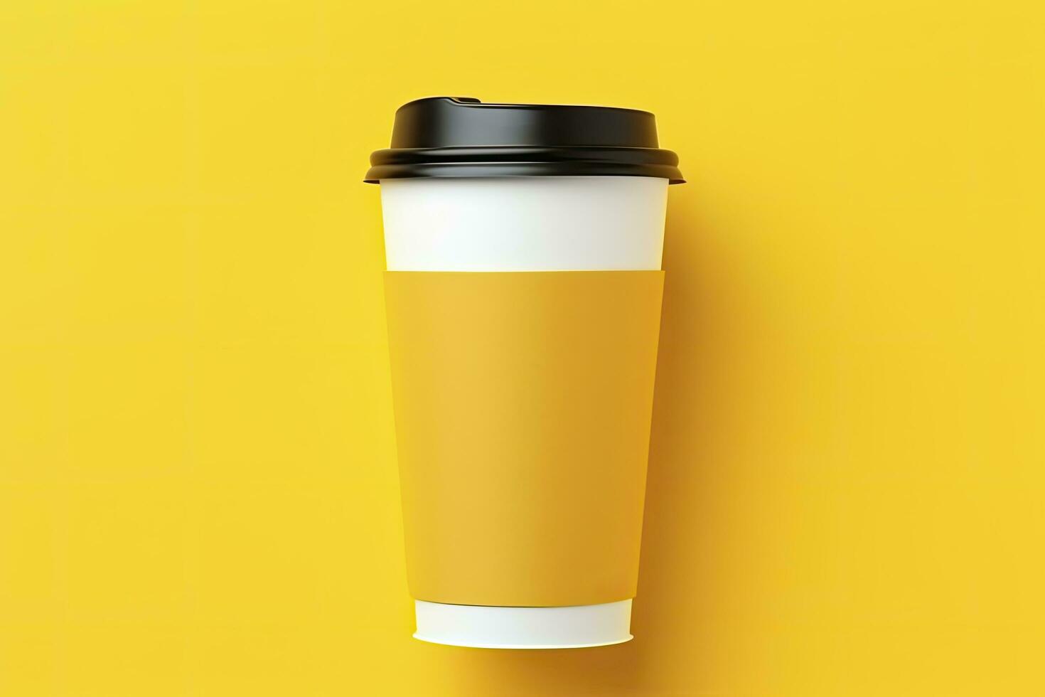 AI generated Blank coffee cup isolated on yellow background. AI Generated photo