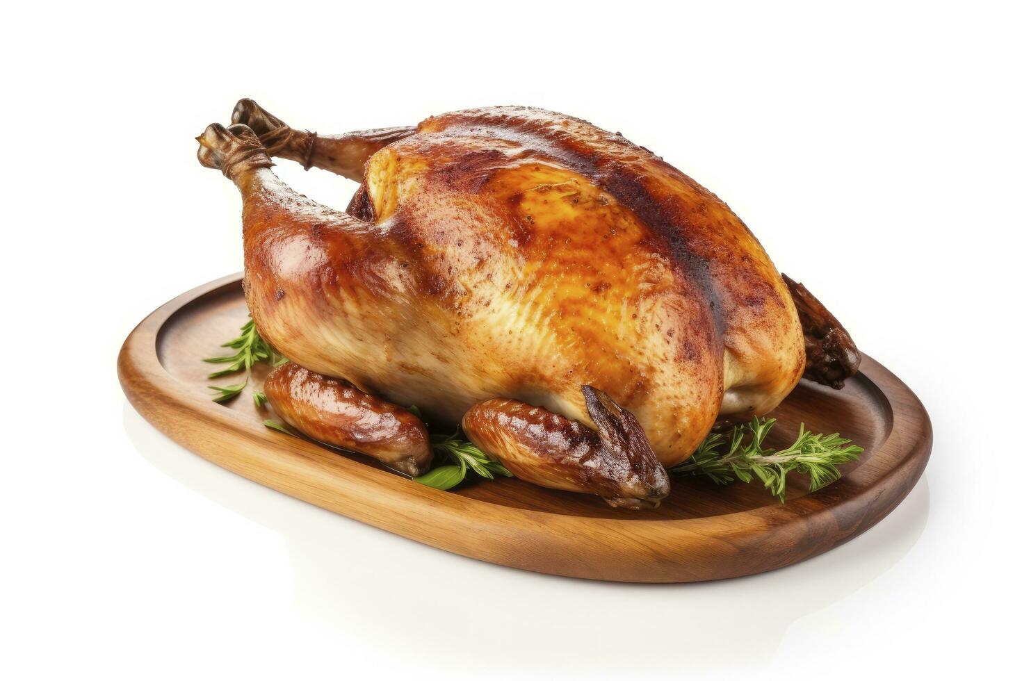 AI generated Roasted chicken on isolated white background. AI Generated photo