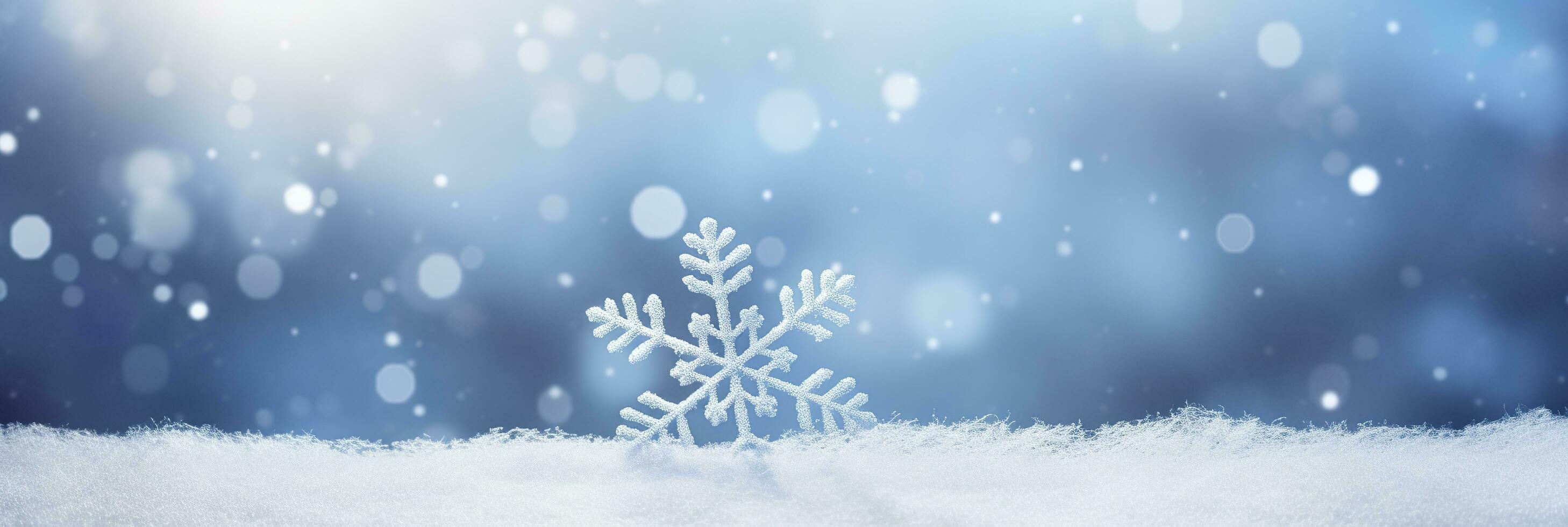 AI generated Snowflake on snow.Winter holidays background. Generative AI photo