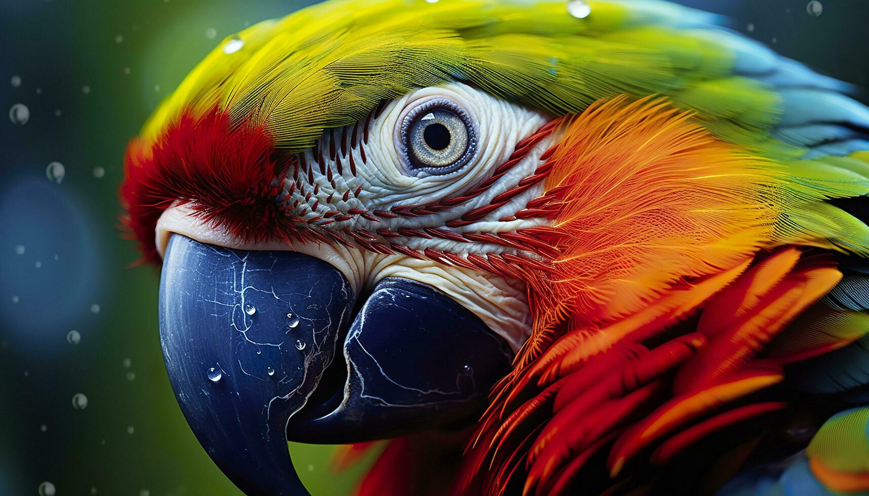 AI generated Tropical macaw perched, vibrant feathers in focus. Generative AI photo