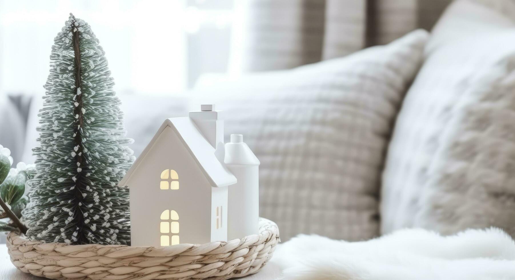 AI generated A cozy concept of festive home decoration for Christmas. AI Generated photo