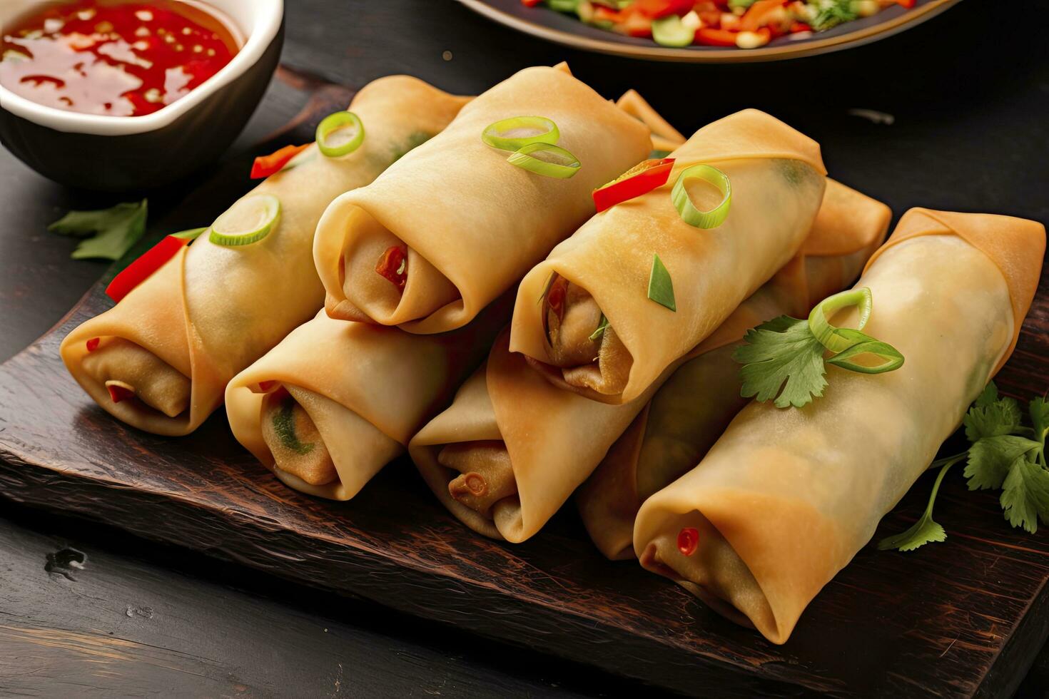 AI generated Egg rolls or spring rolls fried. AI Generated photo