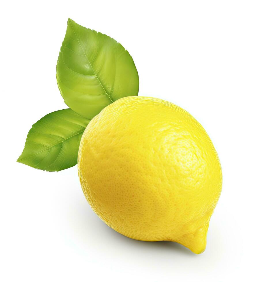 AI generated Lemon with leaf isolated on white background. AI Generated photo