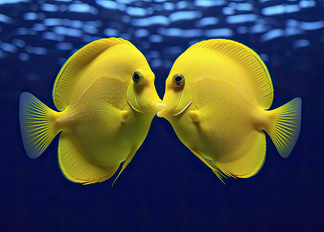 AI generated Two yellow tangs, face to face.  AI Generated. photo