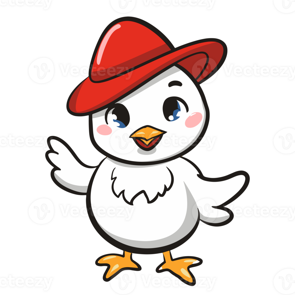 AI generated joyful chicken in a red hat graphics for easter png