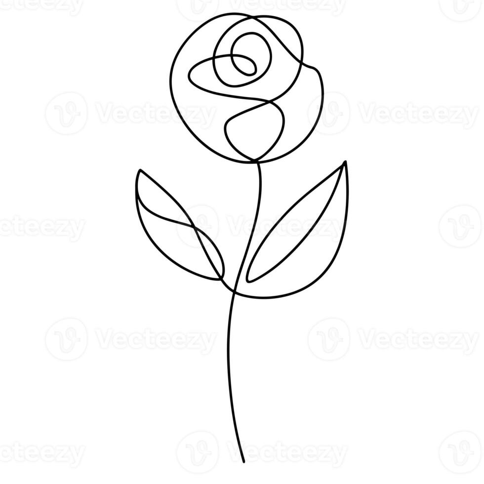 AI generated minimal graphic with a black line, one rose photo