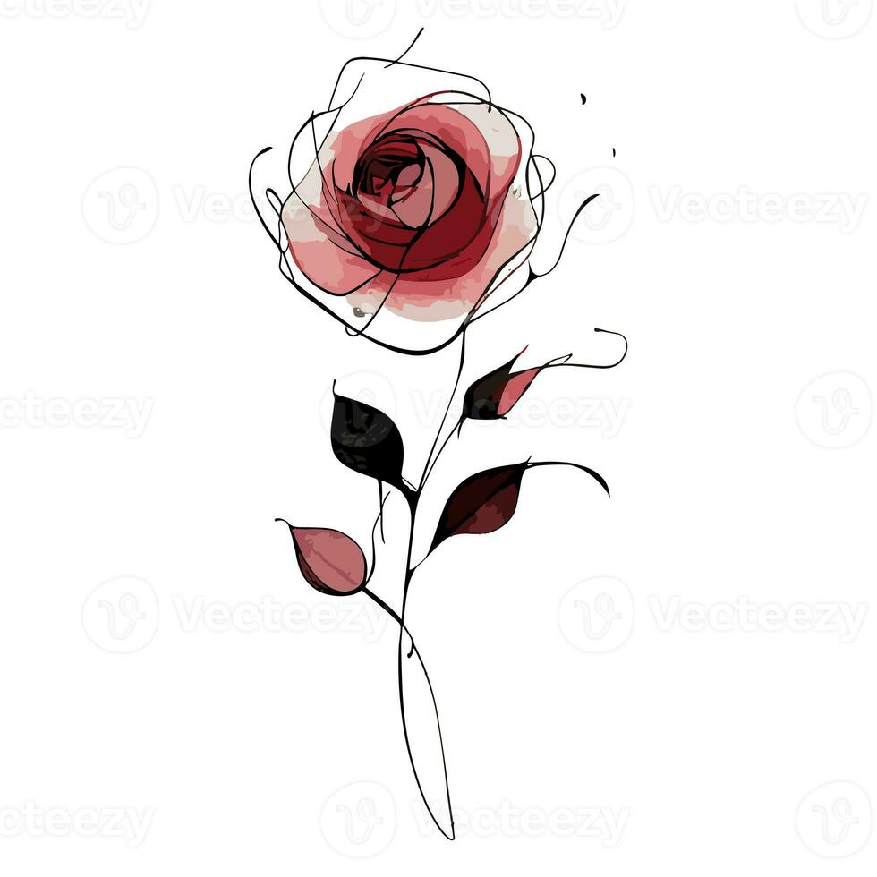 AI generated minimal graphic with a black line, one rose photo