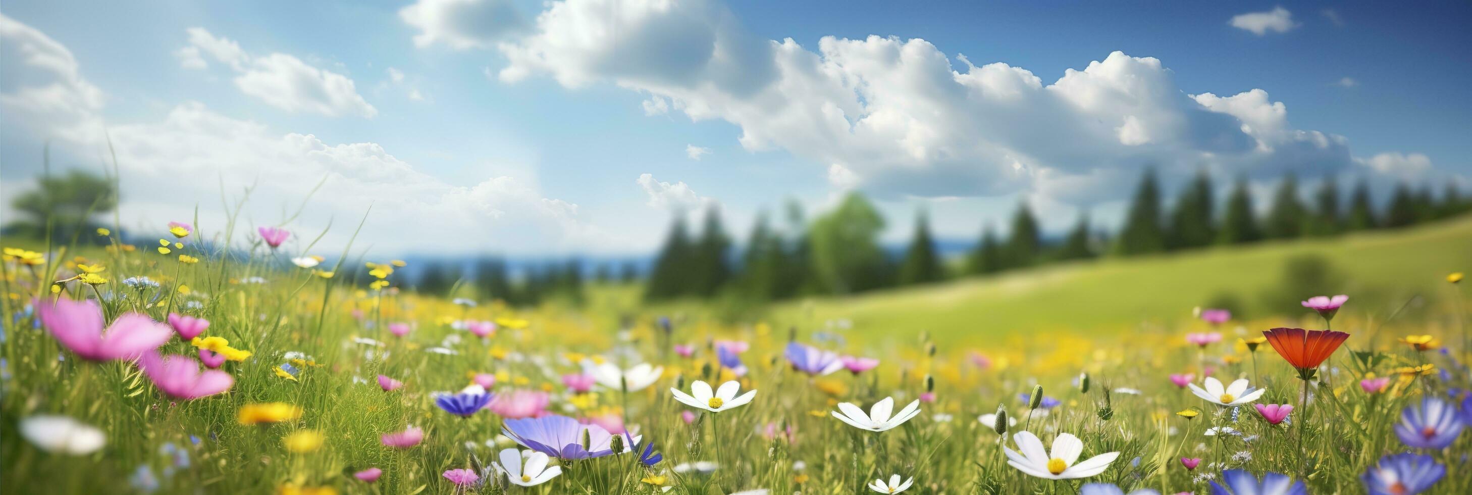 AI generated Idyllic Meadow on summer. AI Generated photo