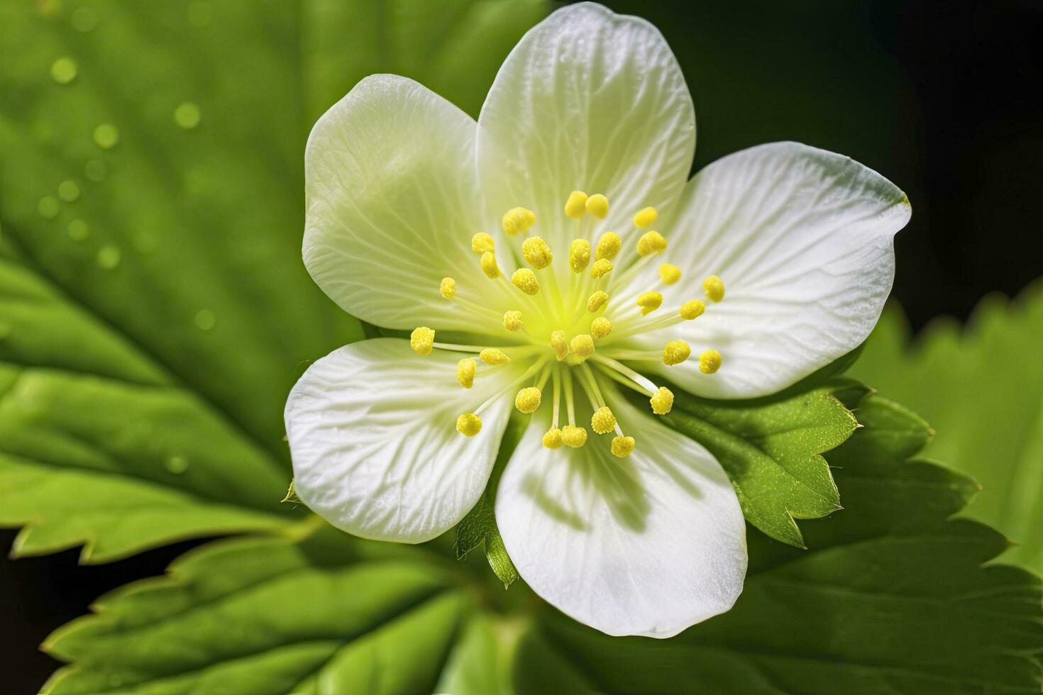 AI generated Strawberry flower. AI Generated photo