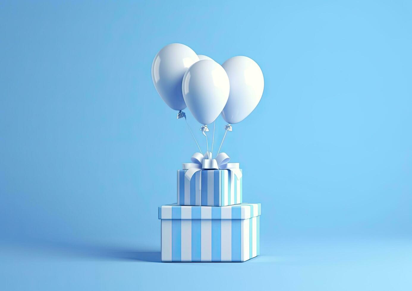 AI generated Balloons with gift box. AI Generated photo