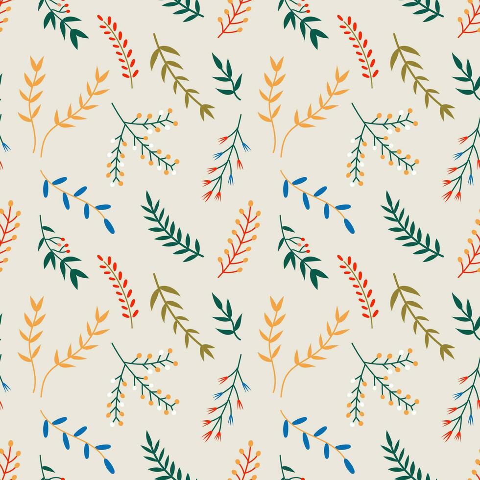 Seamless pattern with forest plants and branches vector