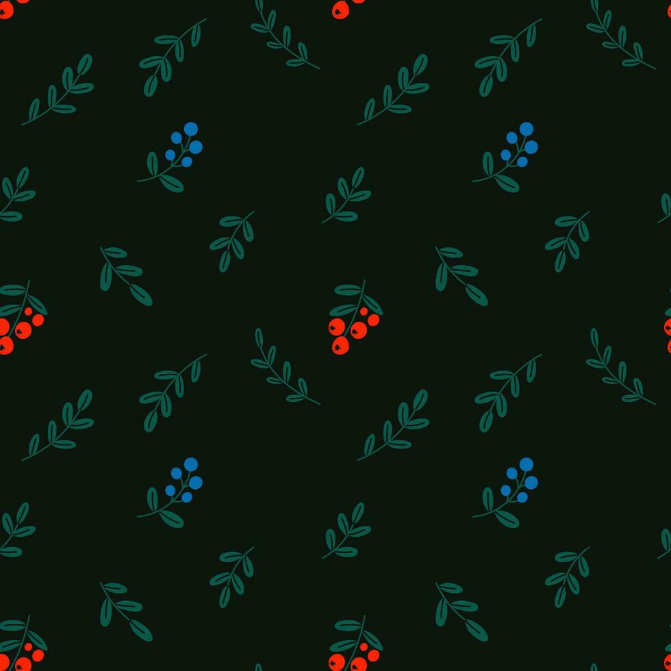Seamless pattern with north berries on black background vector