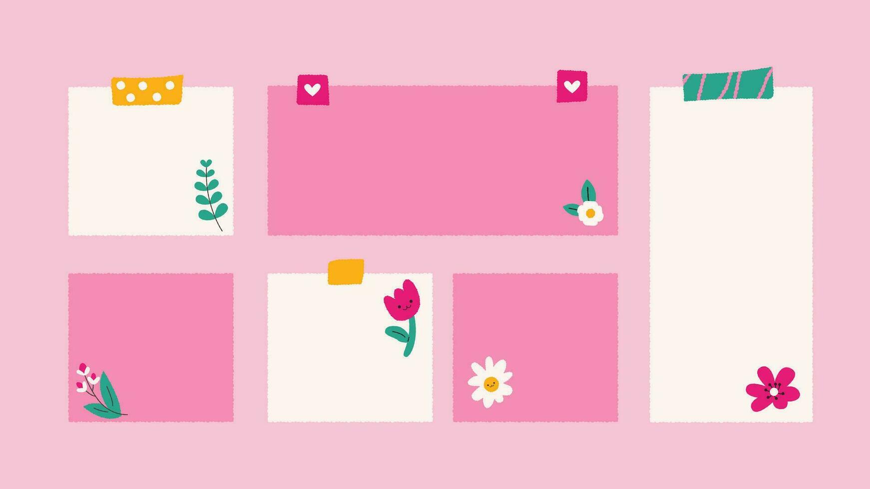 Various Paper sticker notes with flowers vector