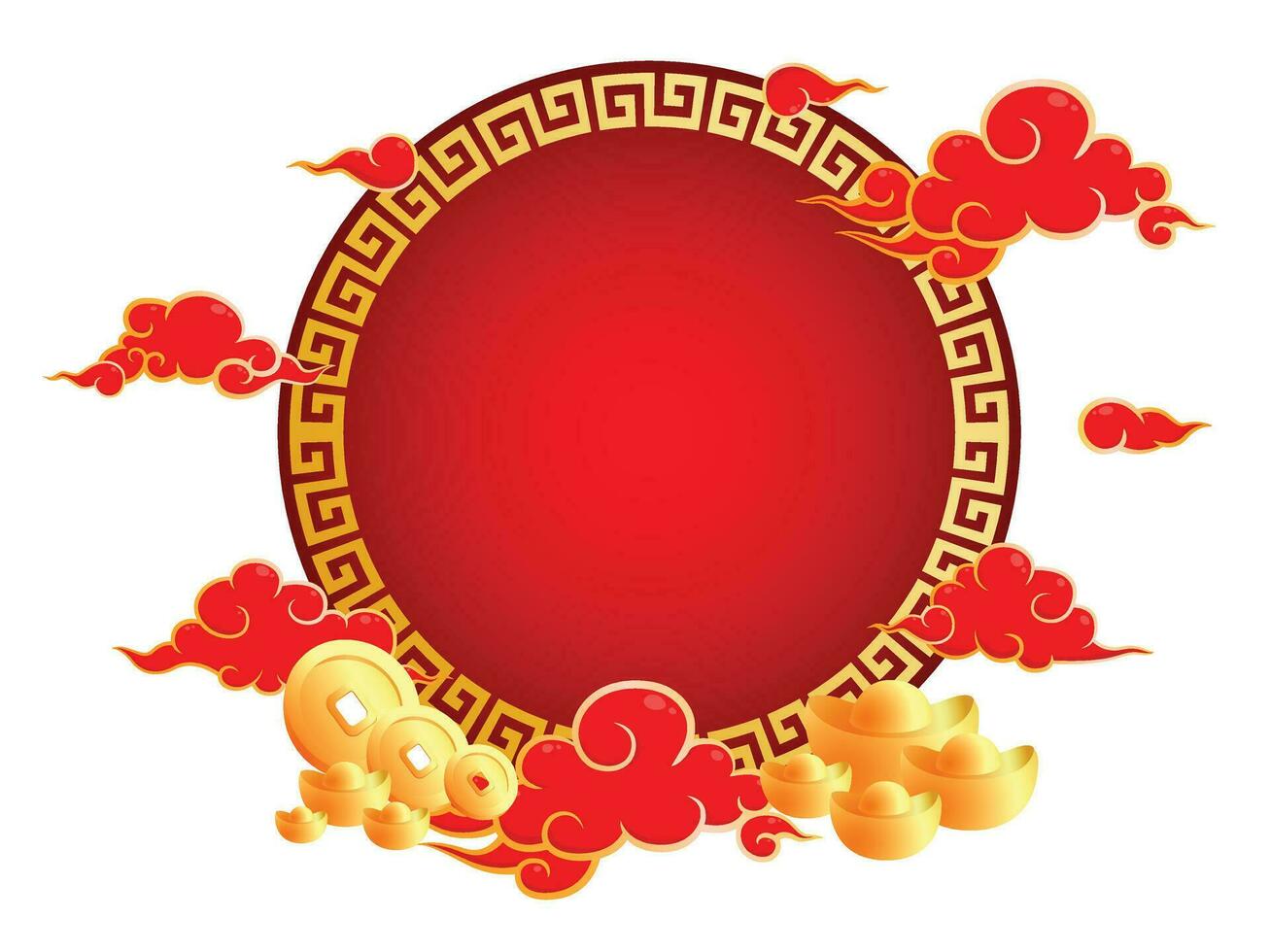 golden red china new year frame border element greeting festival for decoration gradient design vector