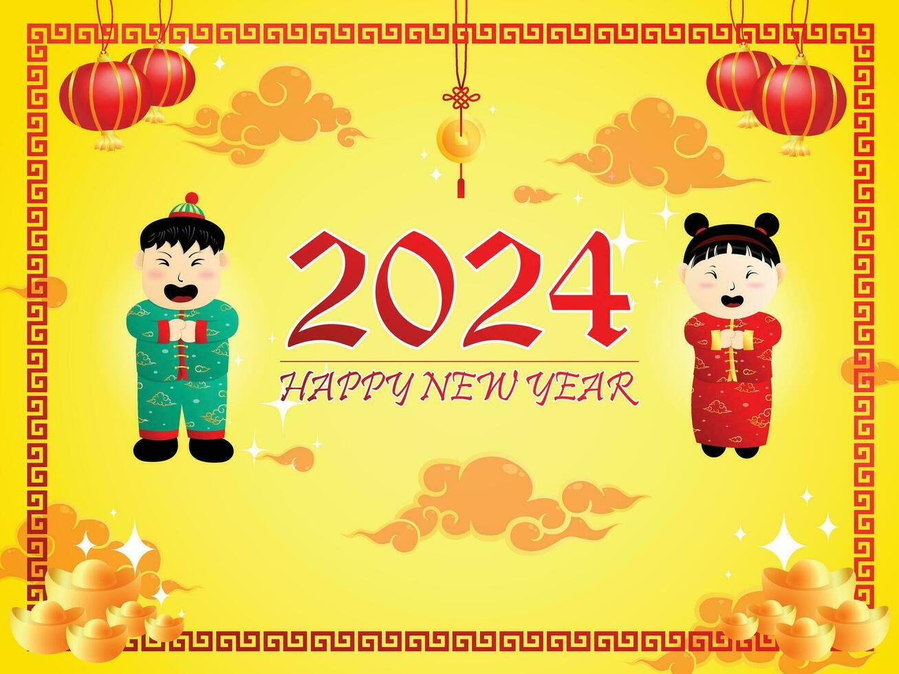 golden red china new year card greeting festival gradient design vector