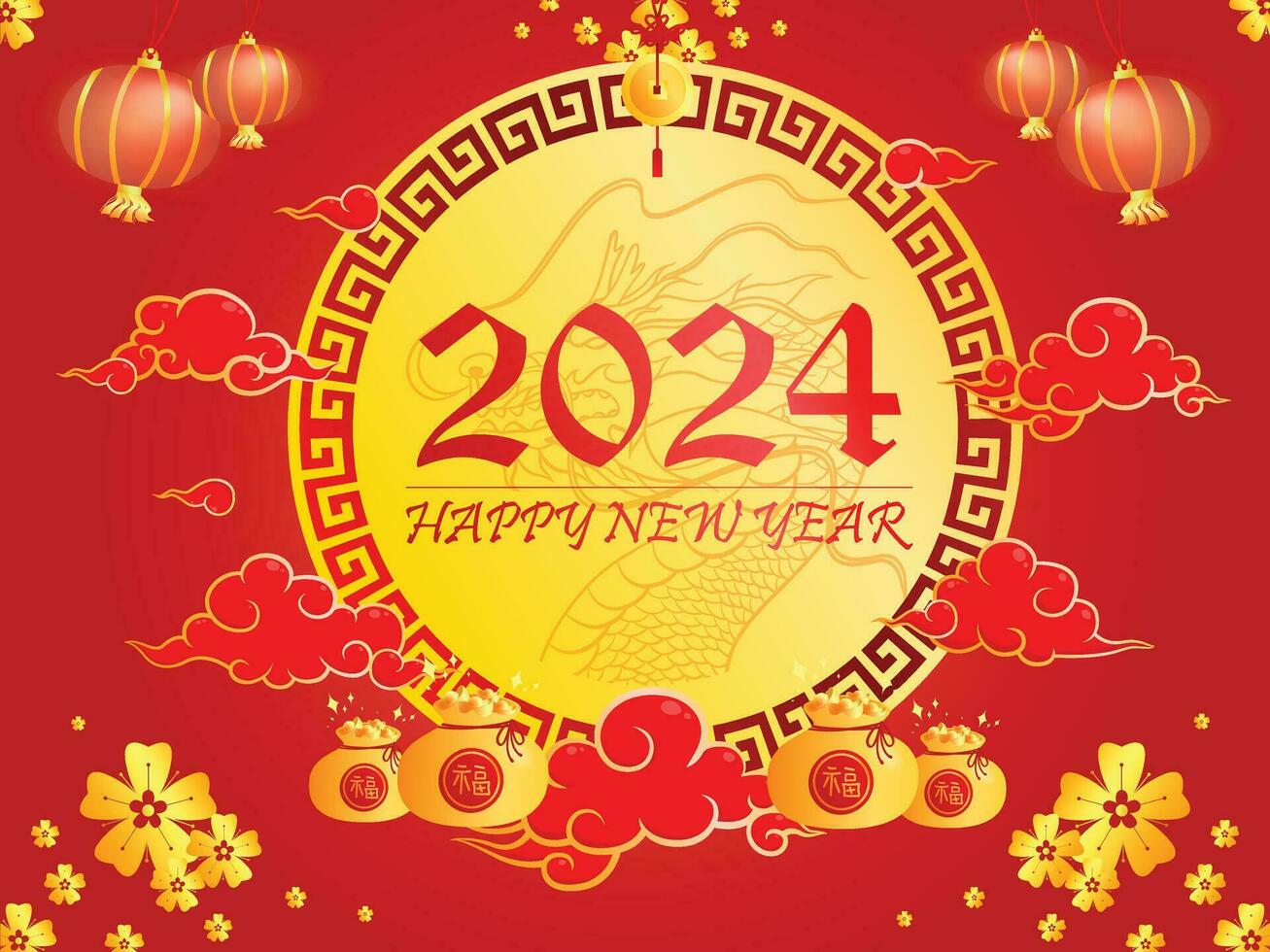 golden red china new year card greeting festival gradient design vector