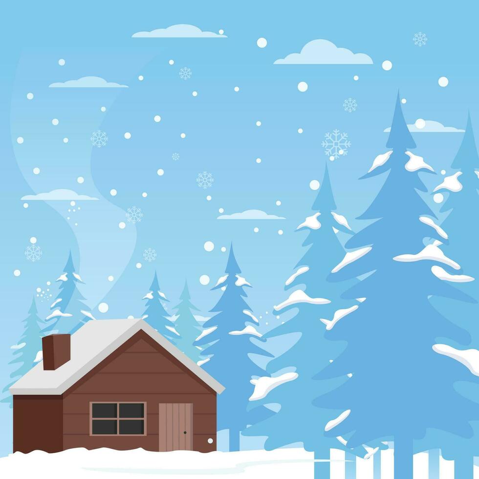 Snowy Winter Landscape Background vector design