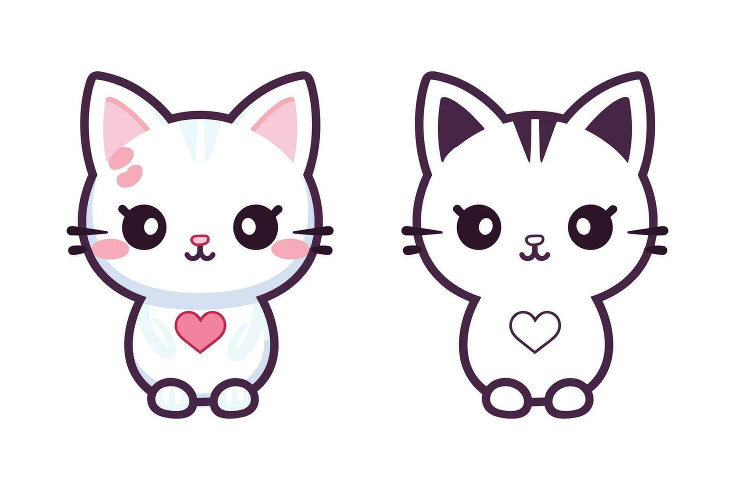 Valentine's day kawaii cat icon vector