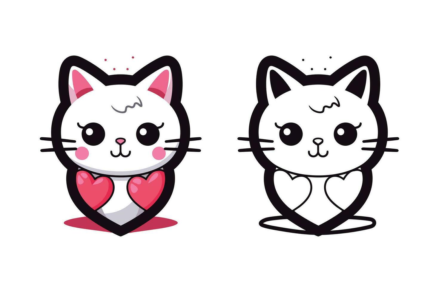 San Valentín día kawaii gato icono vector