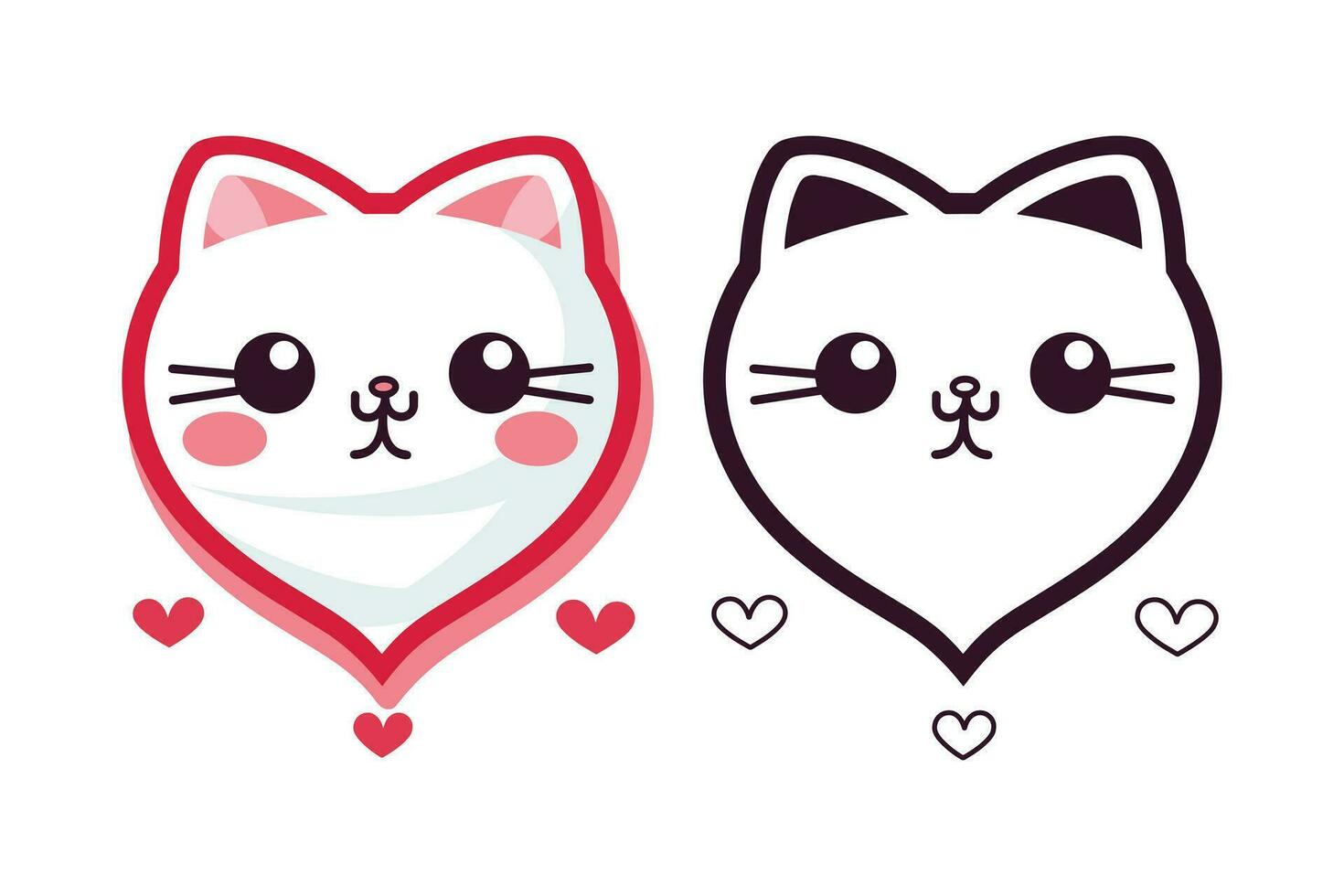 Valentine's day kawaii cat icon vector
