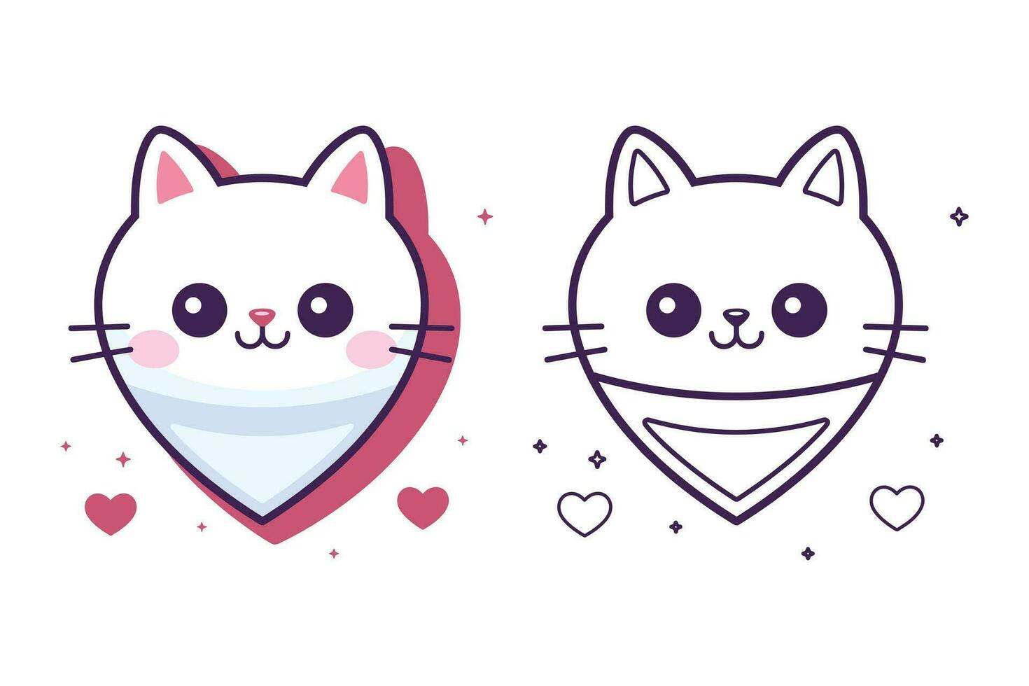 San Valentín día kawaii gato icono vector