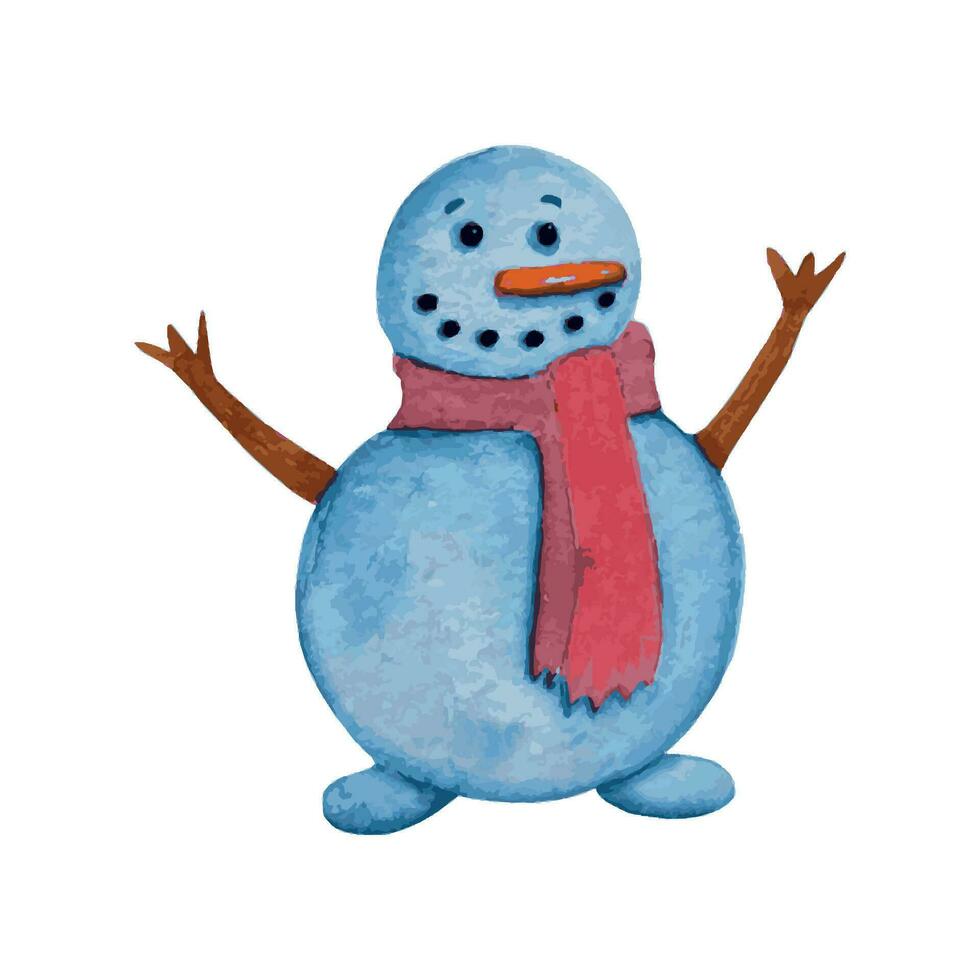 watercolor hand drawn snowman vector