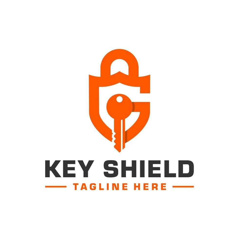 key shield illustration logo with letter G vector